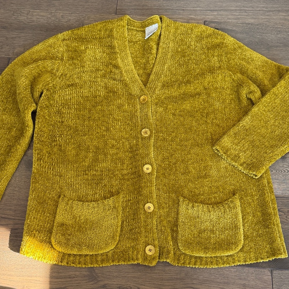 Moda Intl velour cardigan sweater - size large